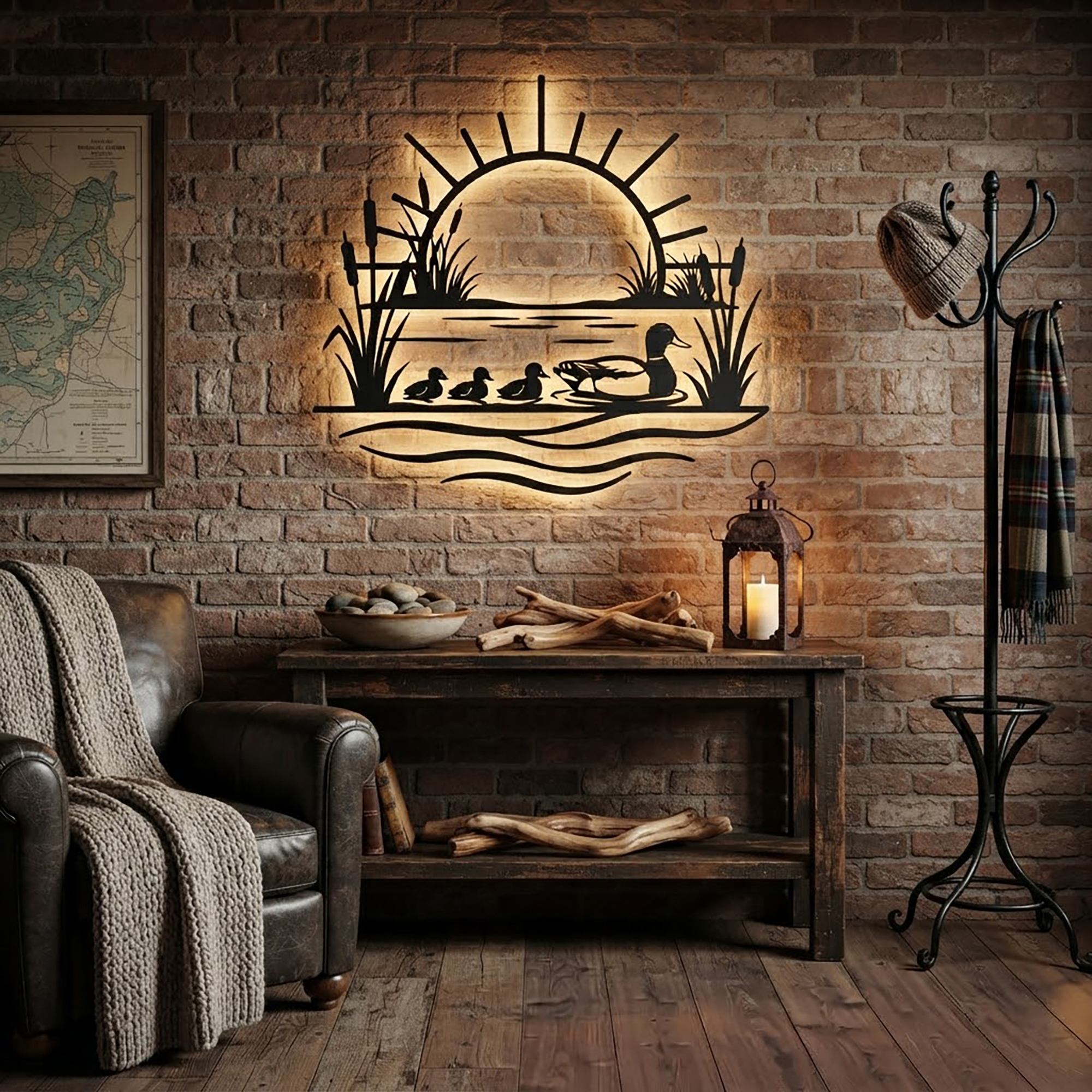 Duck Family LED Metal Wall Art - product view 2