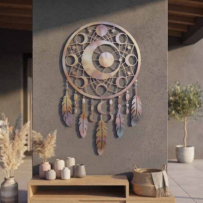 Moon Phase Dreamcatcher Metal Wall Art
