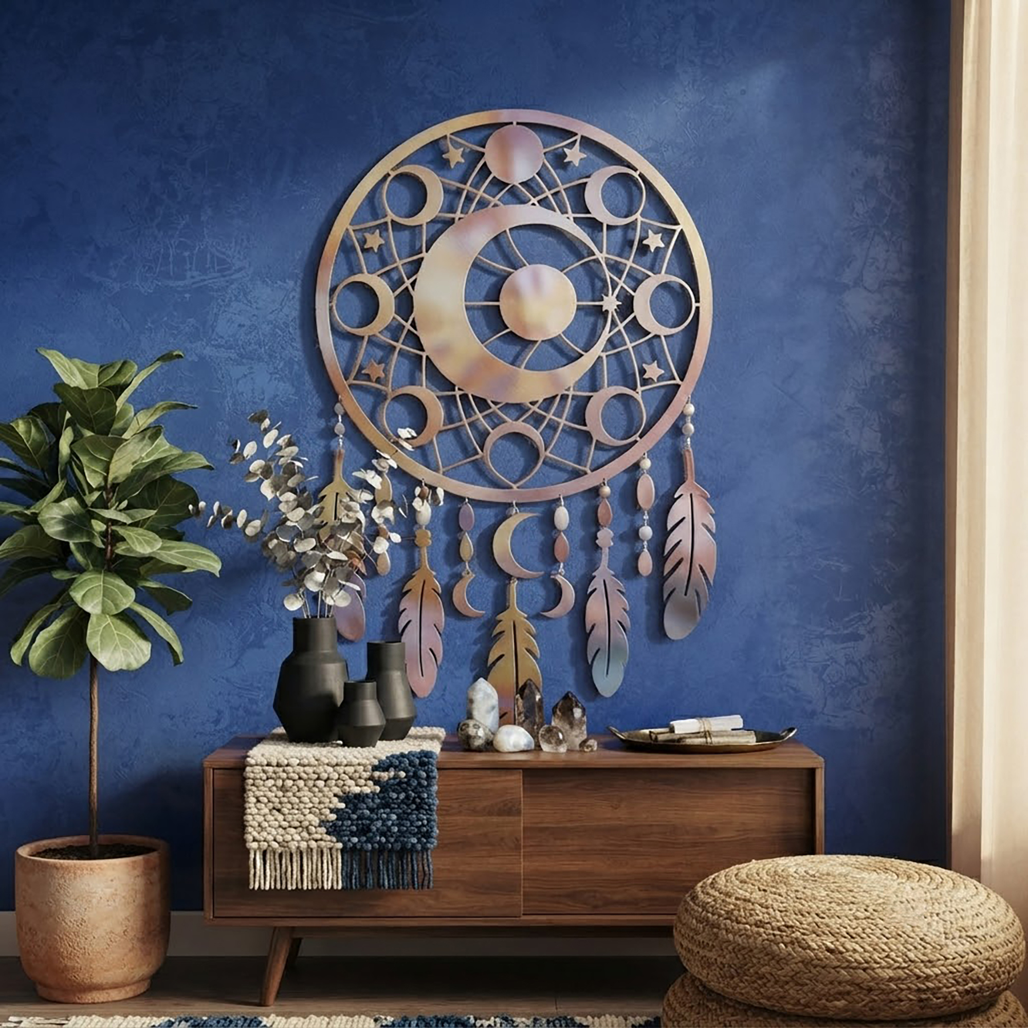 Moon Phase Dreamcatcher Metal Wall Art - product view 2