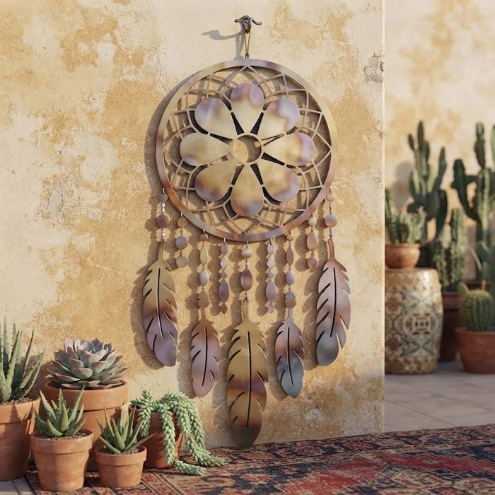 Floral Dreamcatcher Metal Wall Art