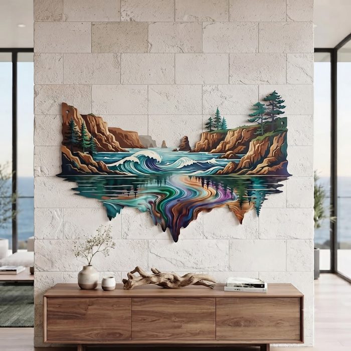 Colorful Coastal Cliff Metal Wall Art