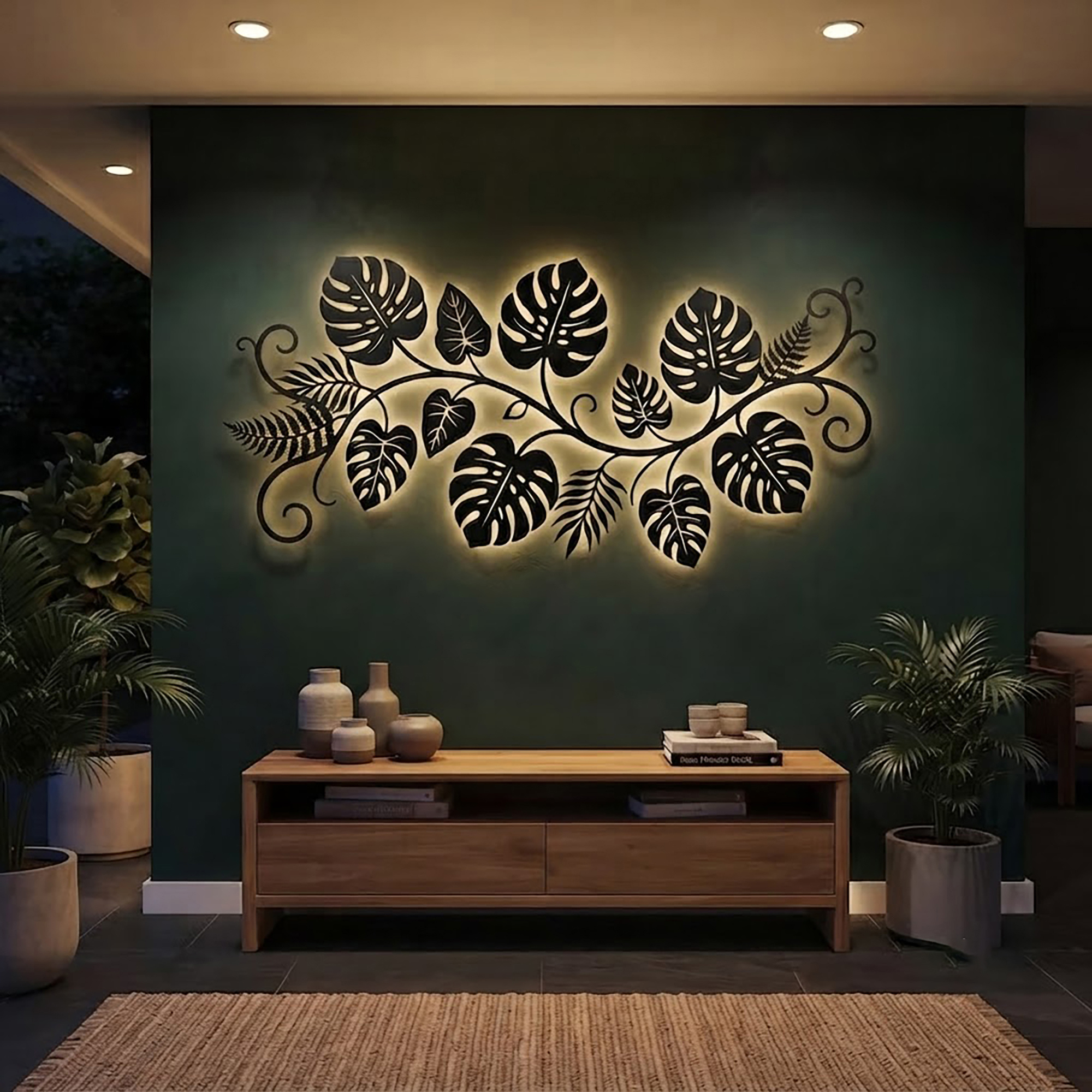 Monstera Leaf LED Metal Wall Art - product view 2