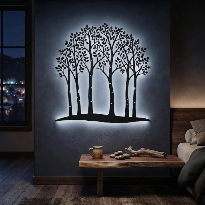 Birch Forest LED Metal Wall Art