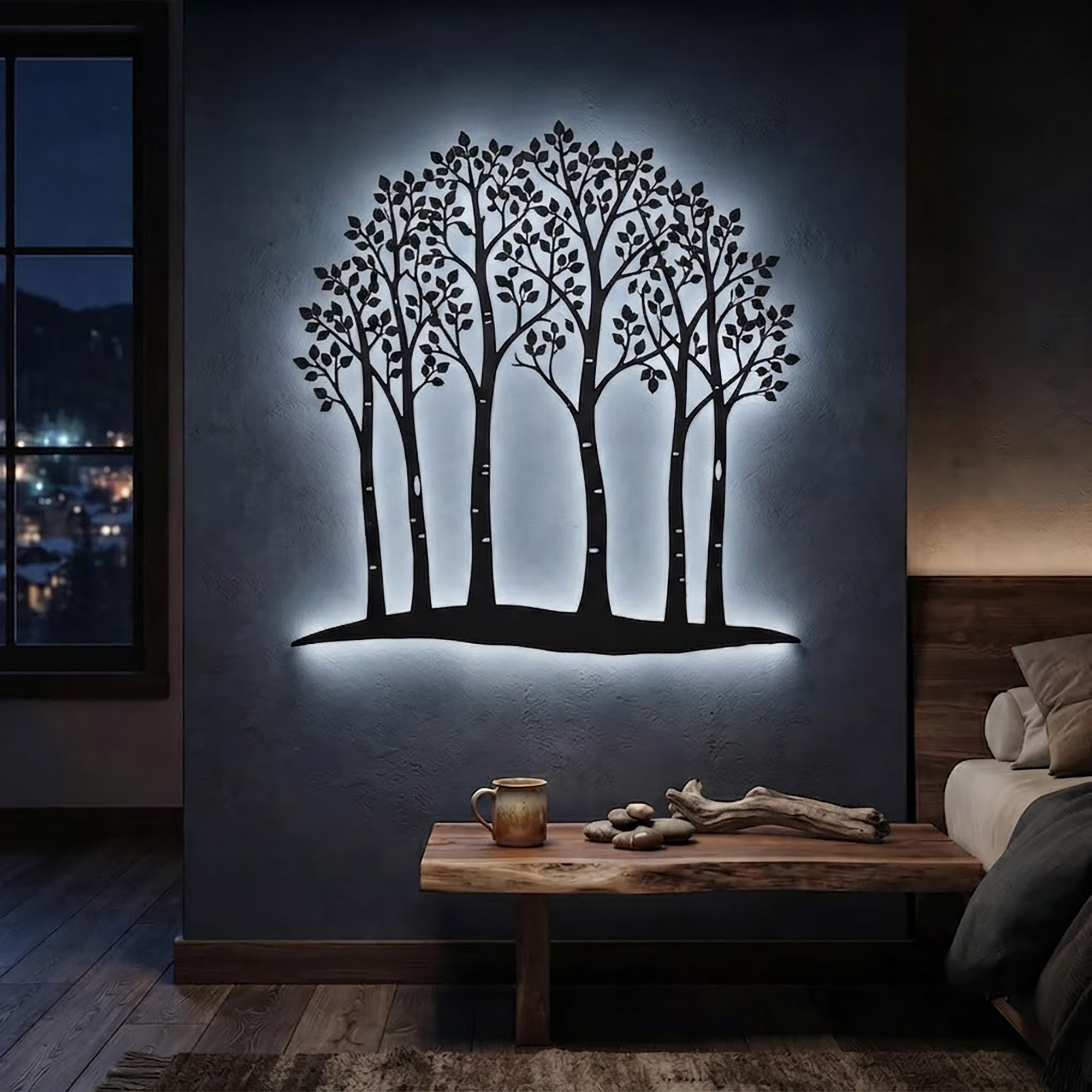 Birch Forest LED Metal Wall Art