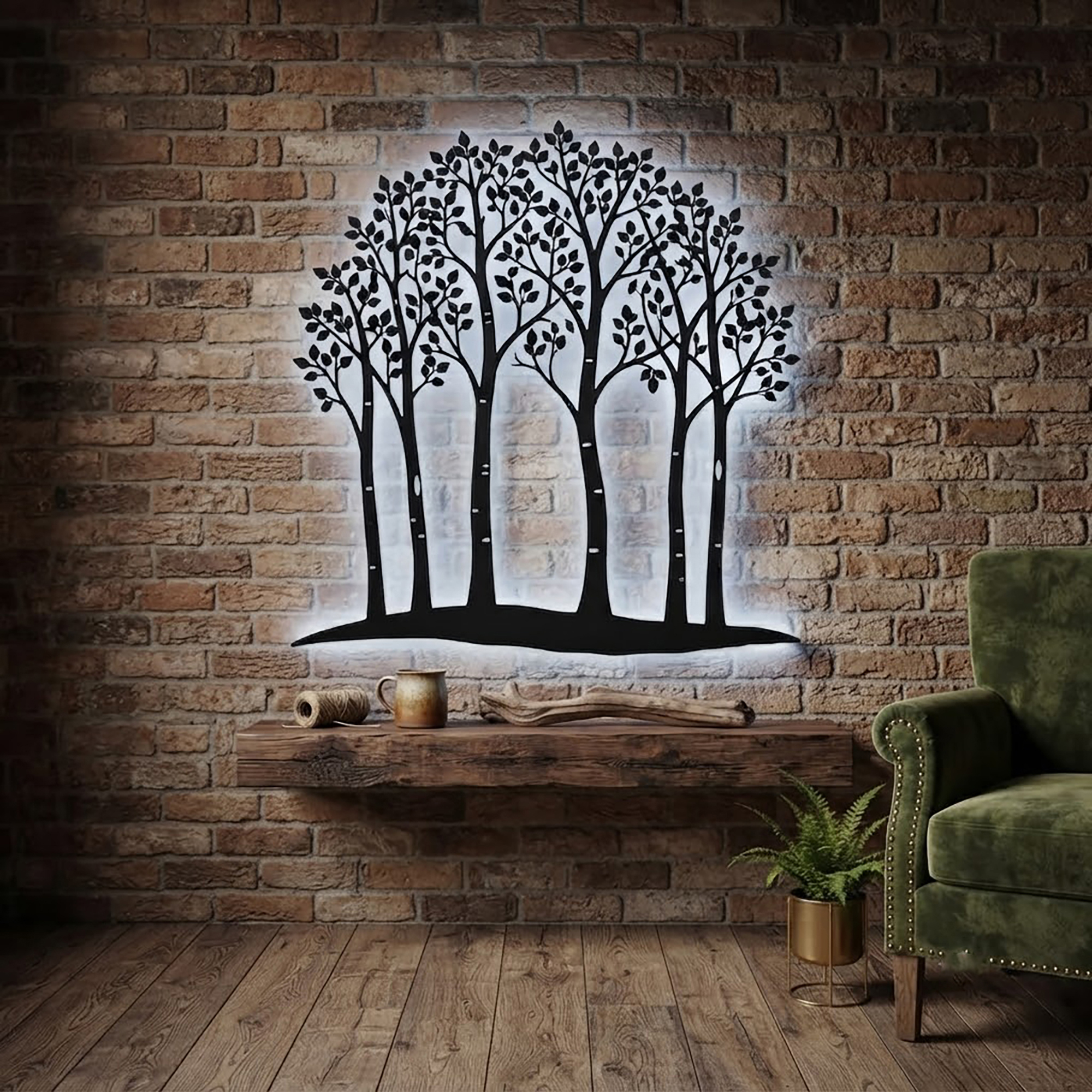 Birch Forest LED Metal Wall Art - product view 2