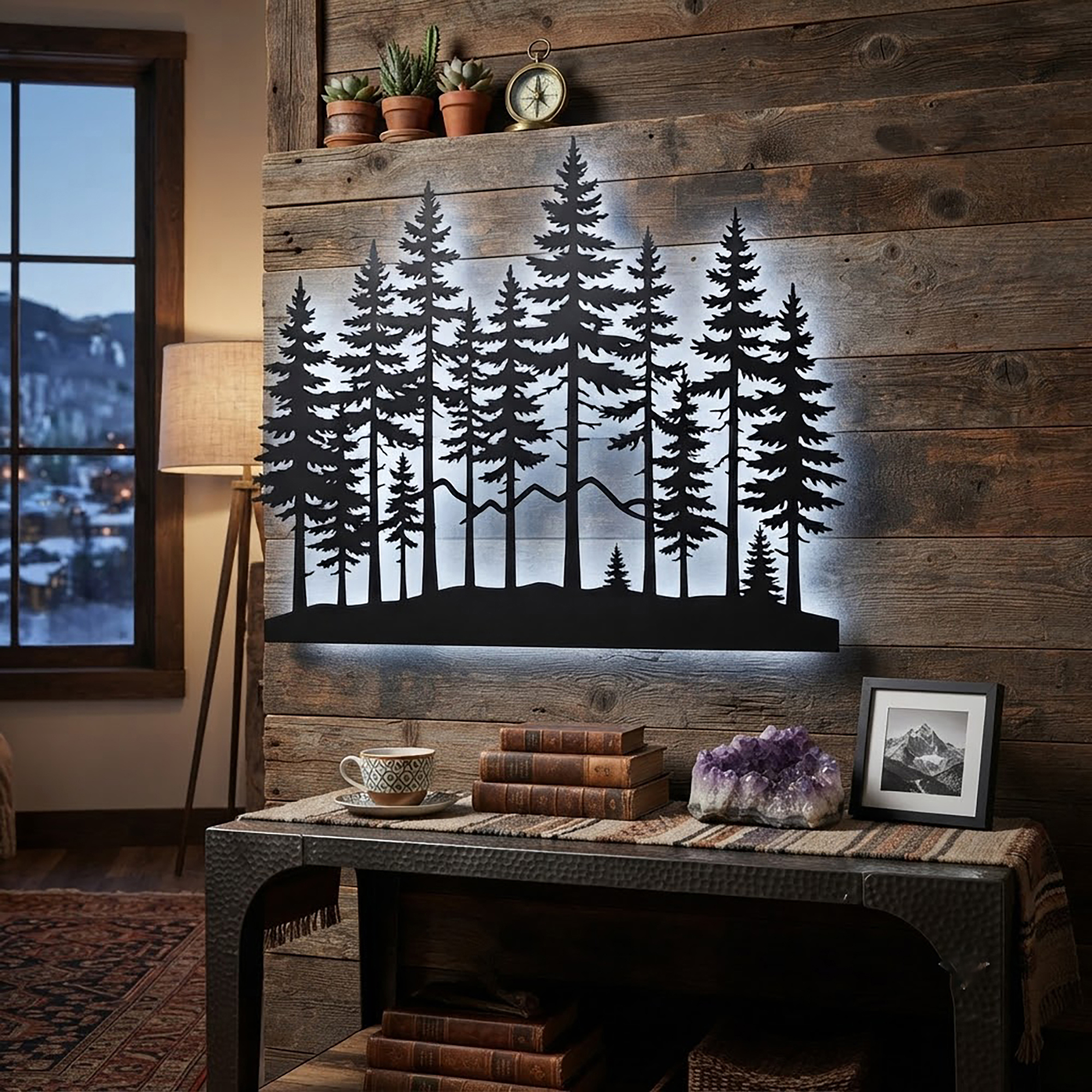 Pine Forest LED Metal Wall Art - product view 2