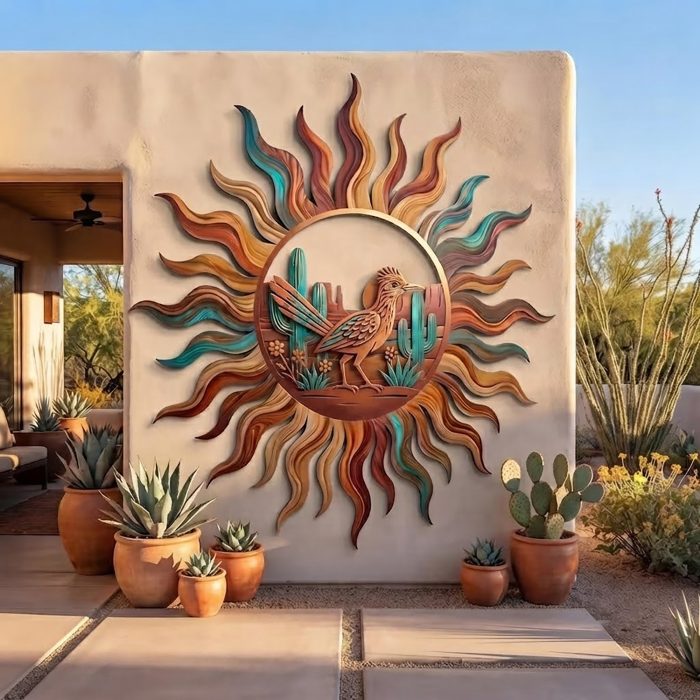 Roadrunner Desert Sun Metal Wall Art