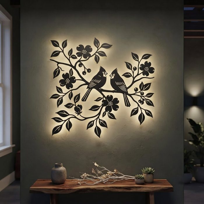 Cardinal Couple Metal Wall Art
