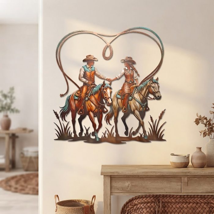 Cowboy Couple Metal Wall Art