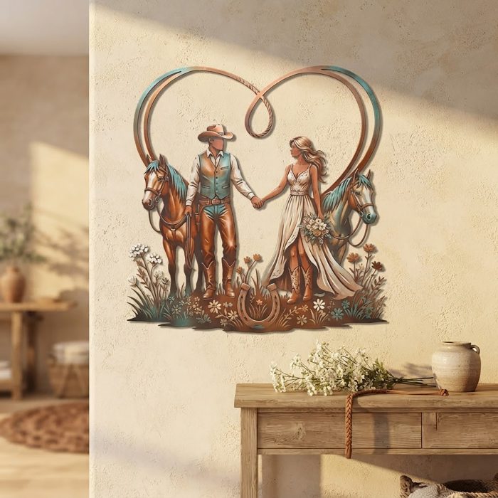 Western Wedding Metal Wall Art