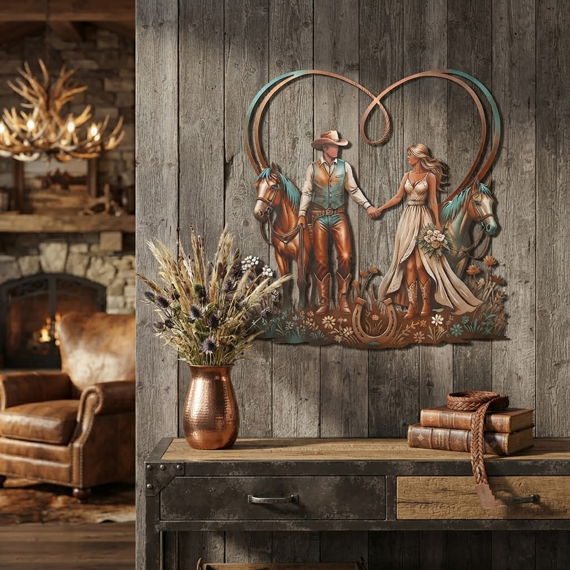 Western Wedding Metal Wall Art - product view 2