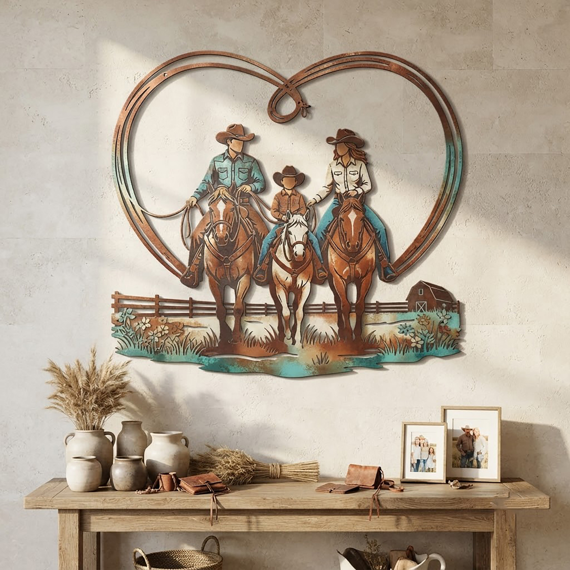 Western Family Metal Wall Art