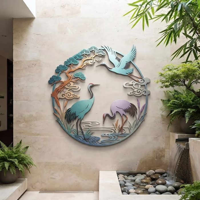 Japanese Crane Metal Wall Art