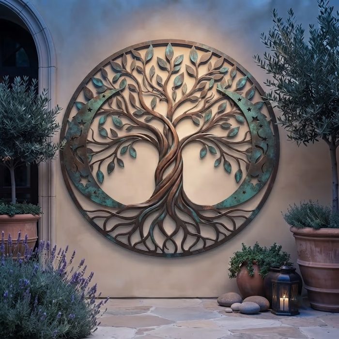 Tree of Life Moon Metal Wall Art