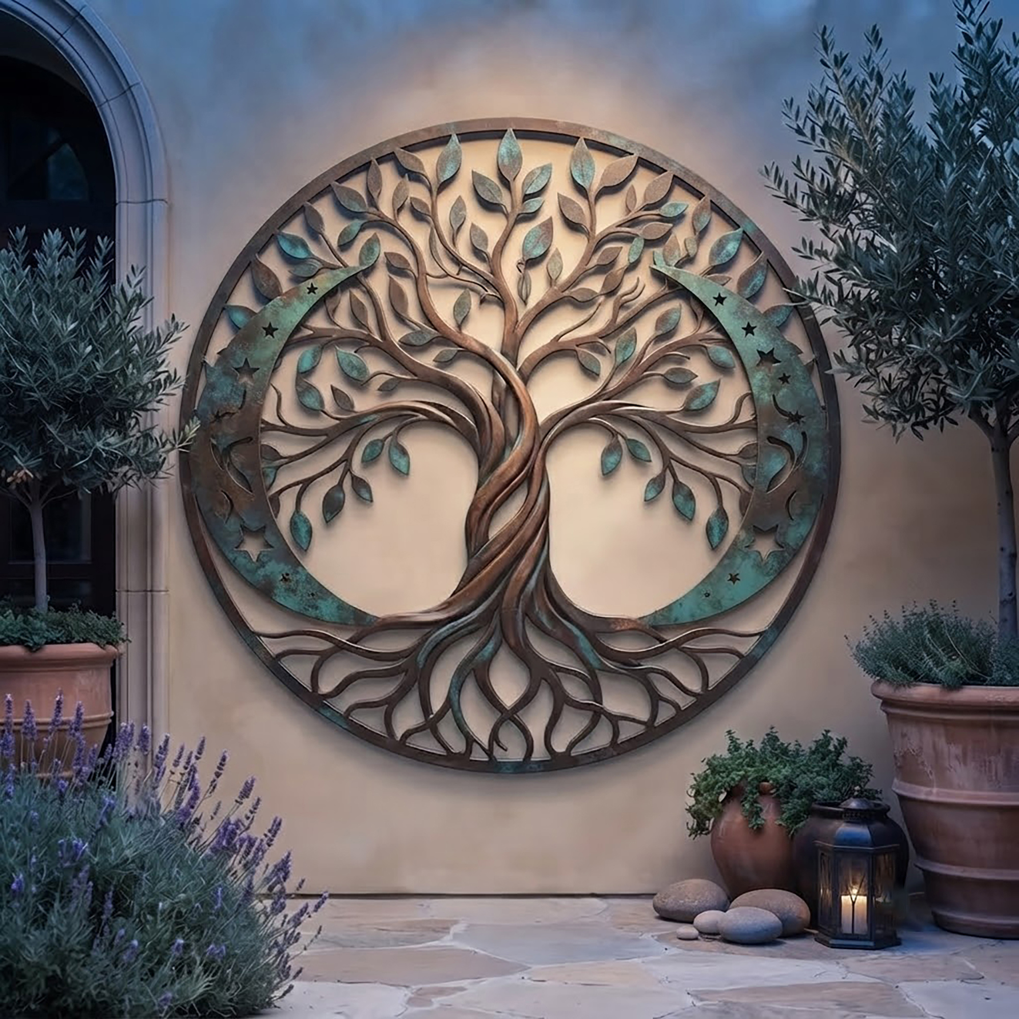 Tree of Life Moon Metal Wall Art