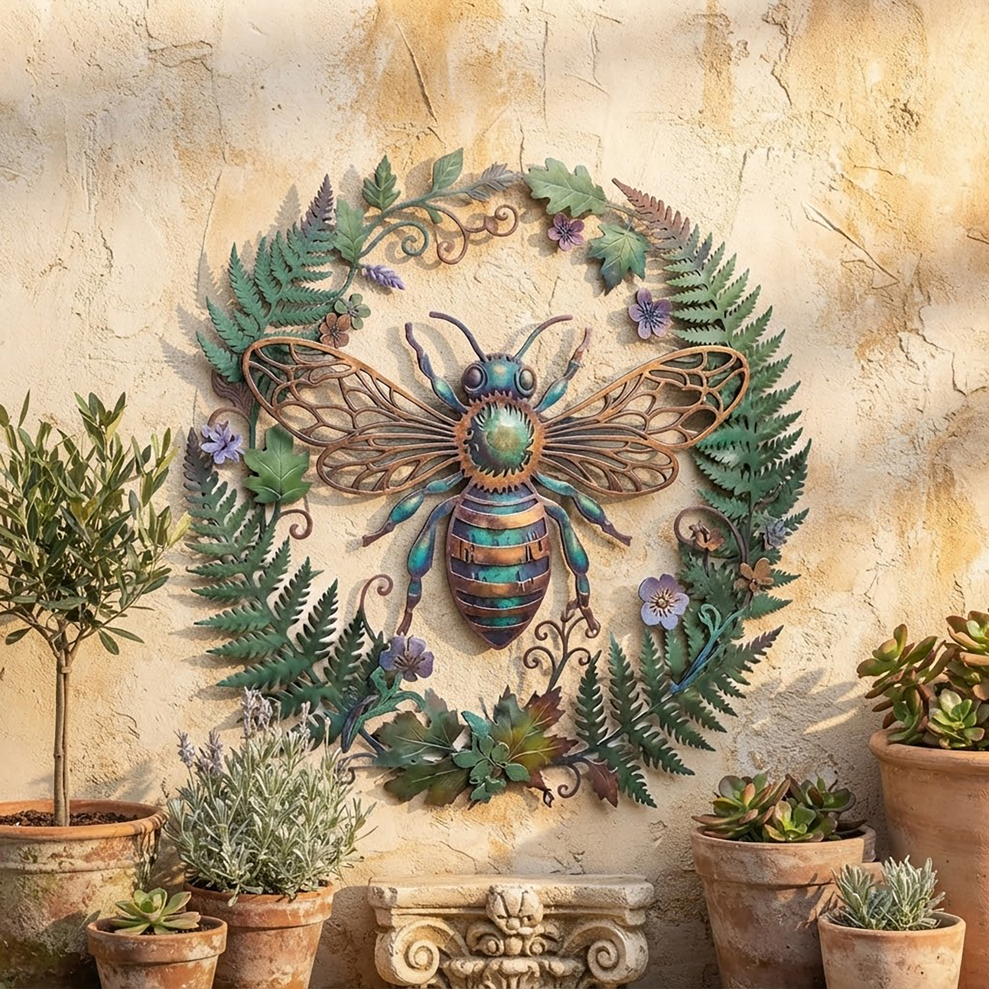 Colorful Bee Metal Wall Art - product view 2