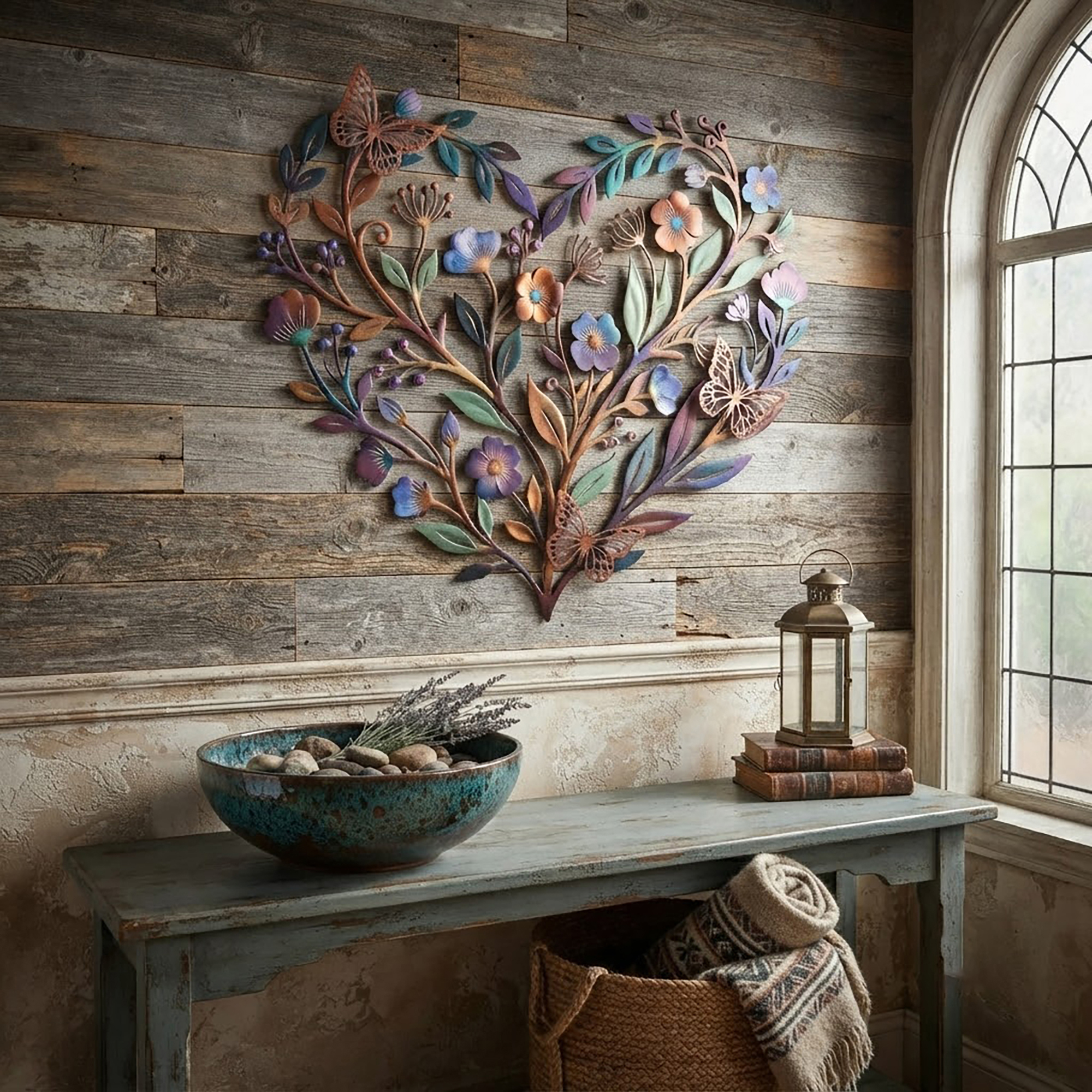 Butterfly Floral Heart Metal Wall Art - product view 2