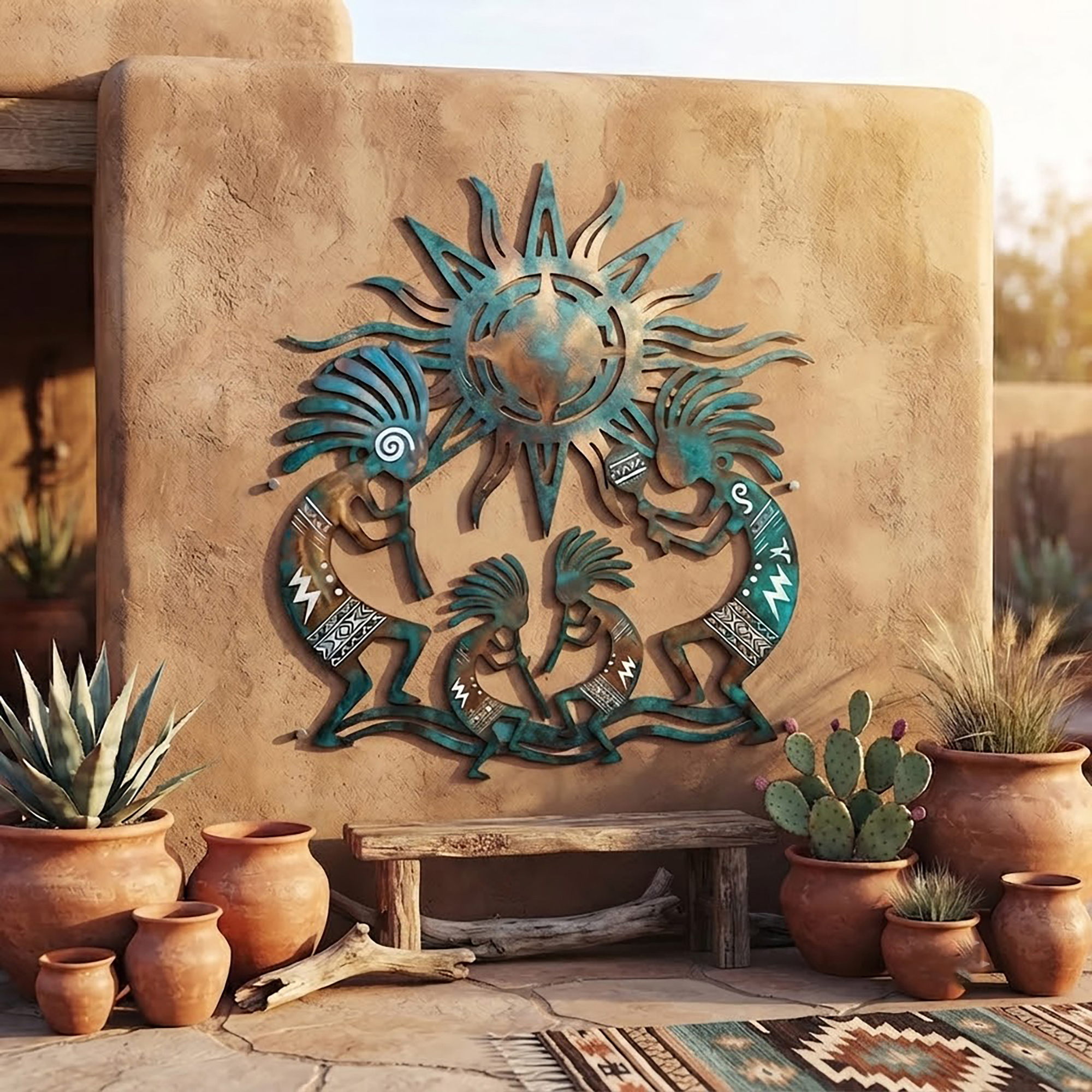 Kokopelli Family Metal Wall Art