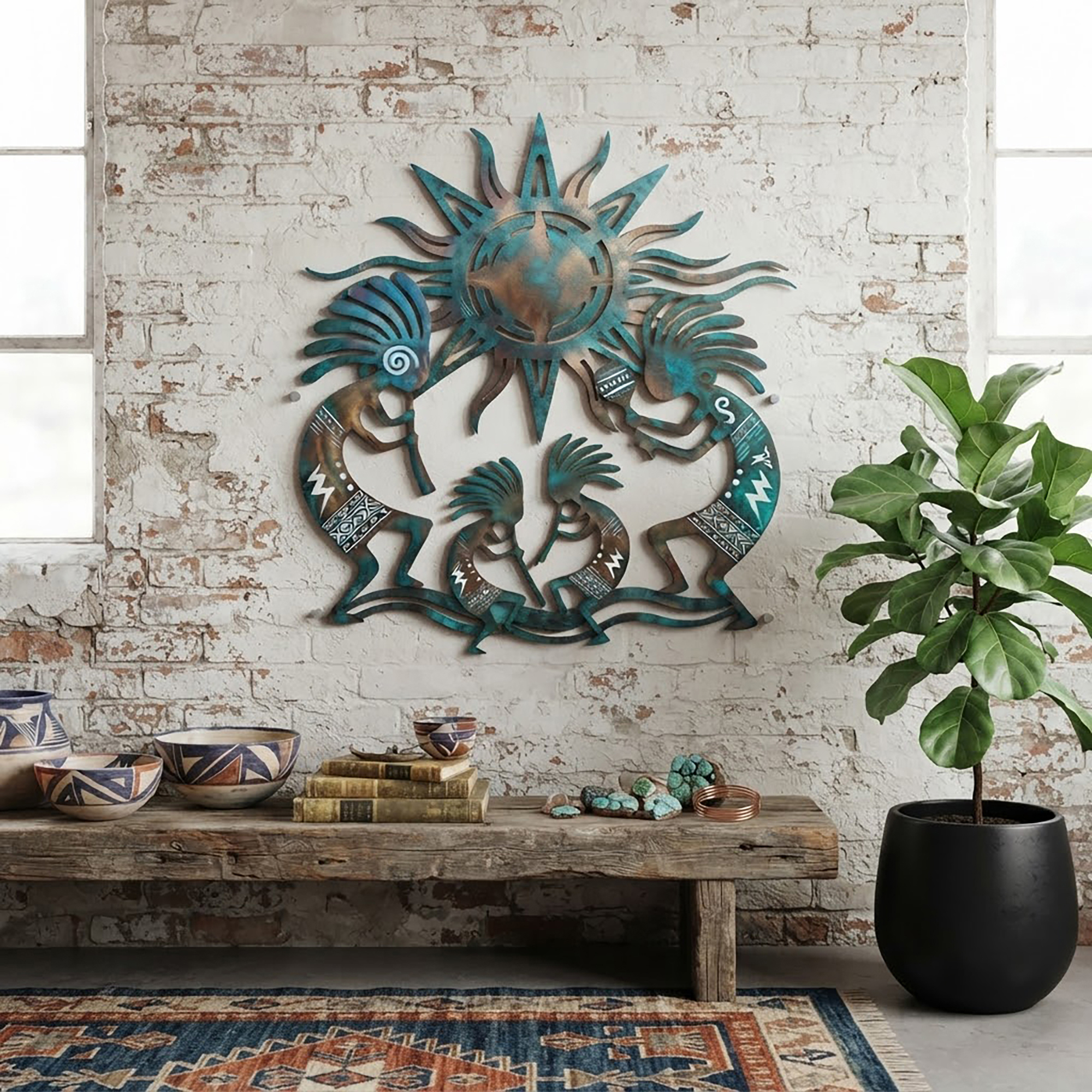 Kokopelli Family Metal Wall Art - product view 2