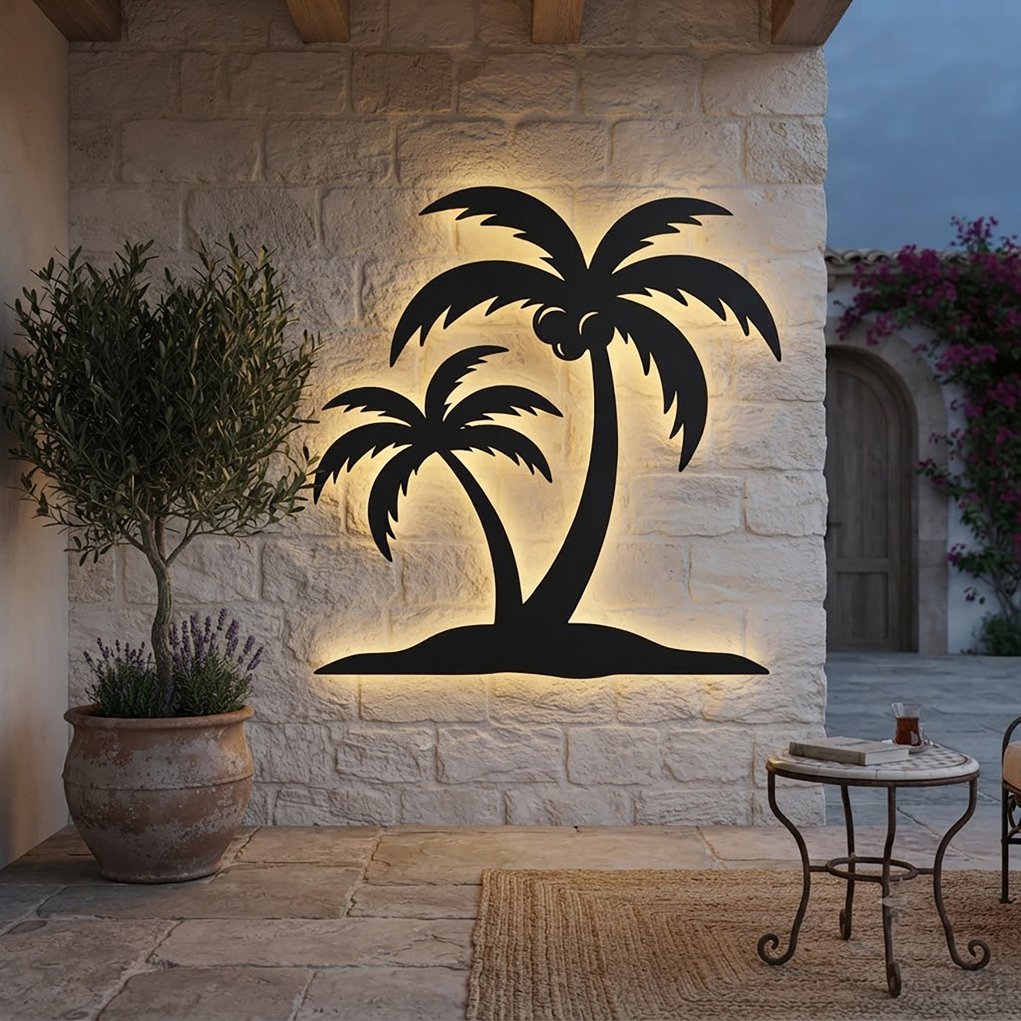 Palm Tree LED Metal Wall Art - product view 2