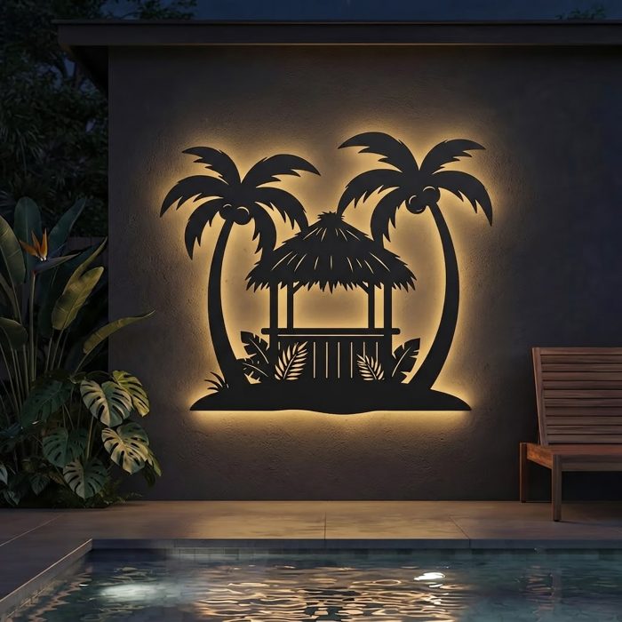 Tiki Bar LED Metal Wall Art