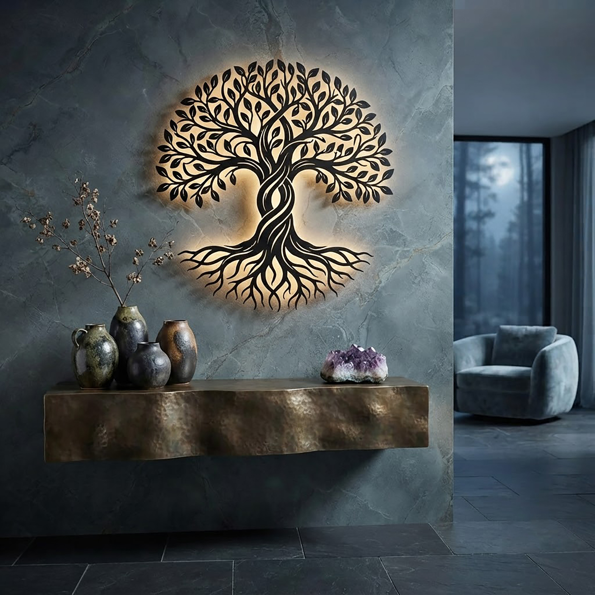 Tree of Life LED Metal Wall Art - product view 2