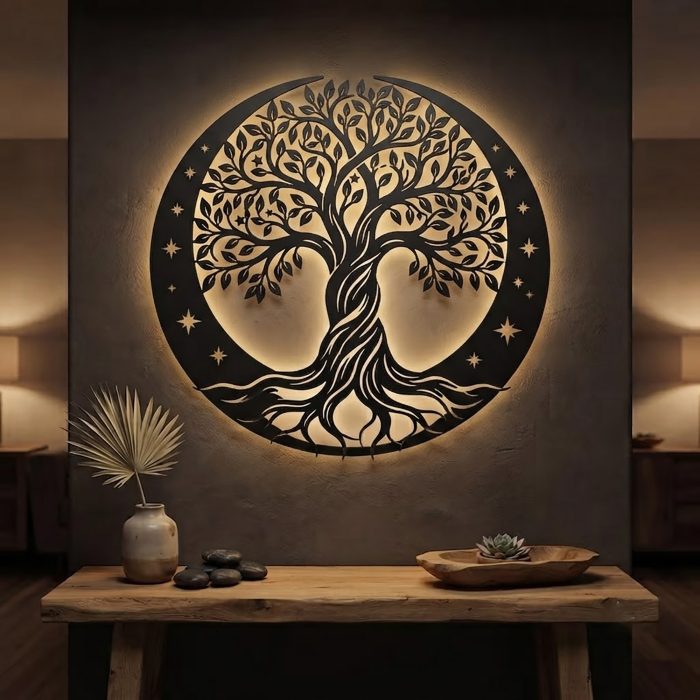 Celestial Tree of Life LED Metal Wall Art