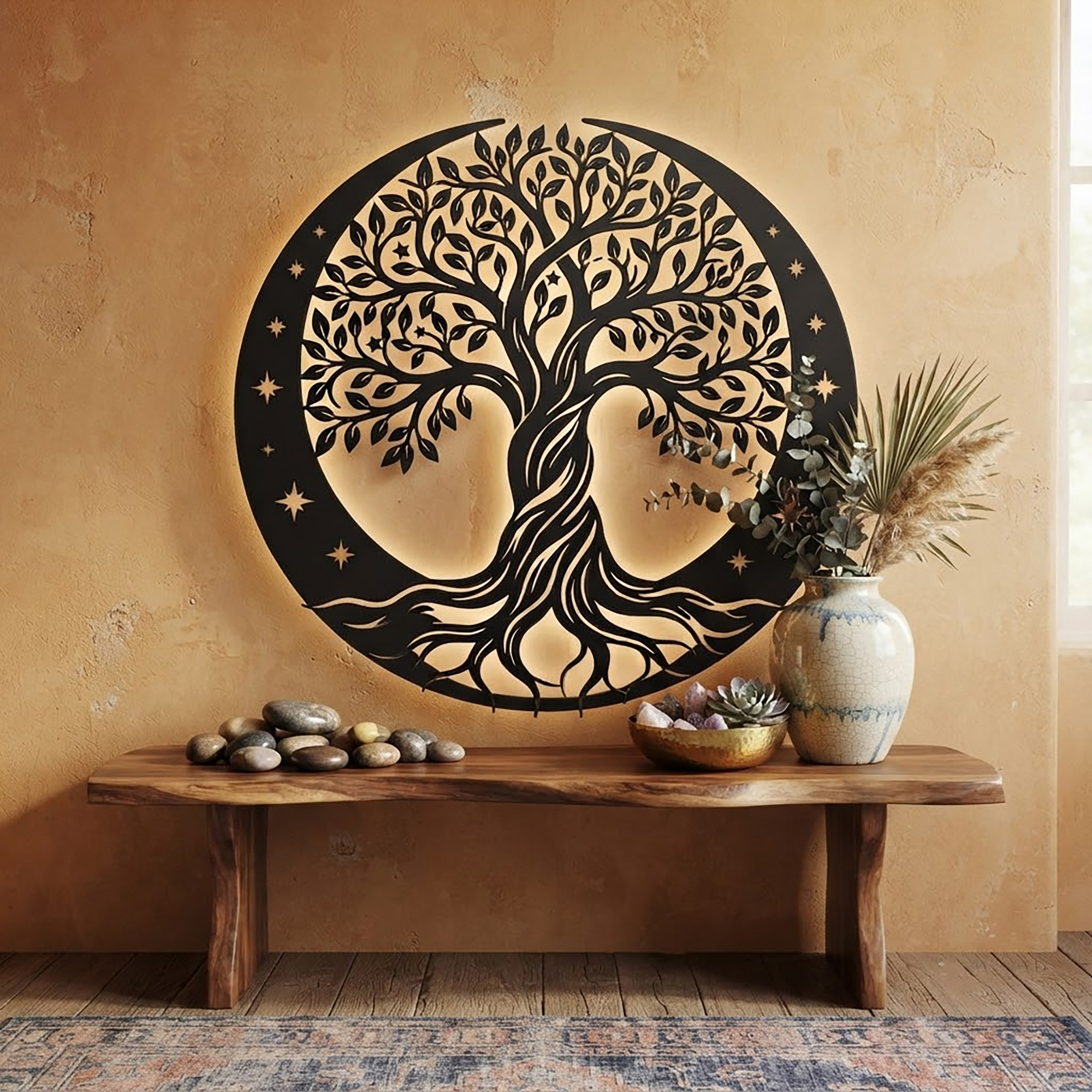 Celestial Tree of Life LED Metal Wall Art - product view 2