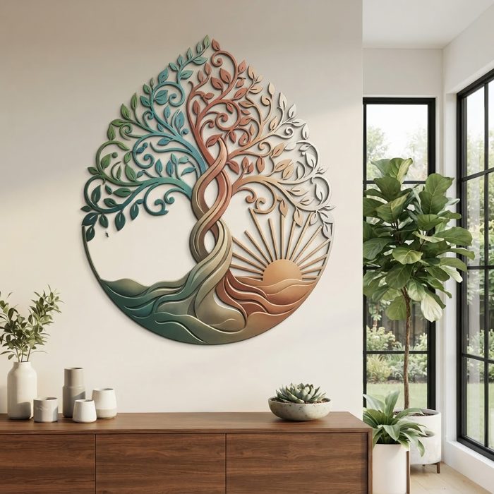 Colorful Tree of Life Metal Wall Art