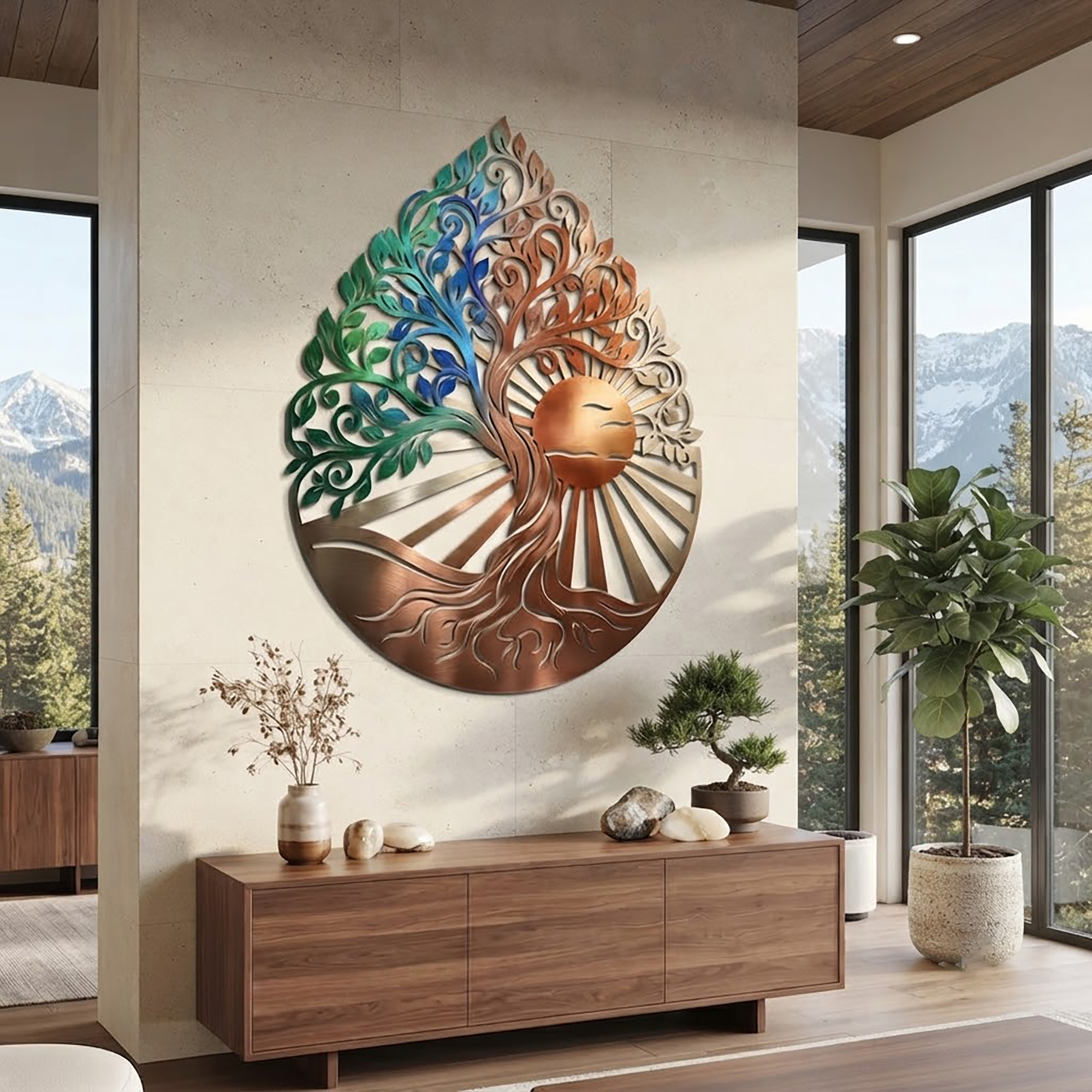Sunrise Tree of Life Metal Wall Art