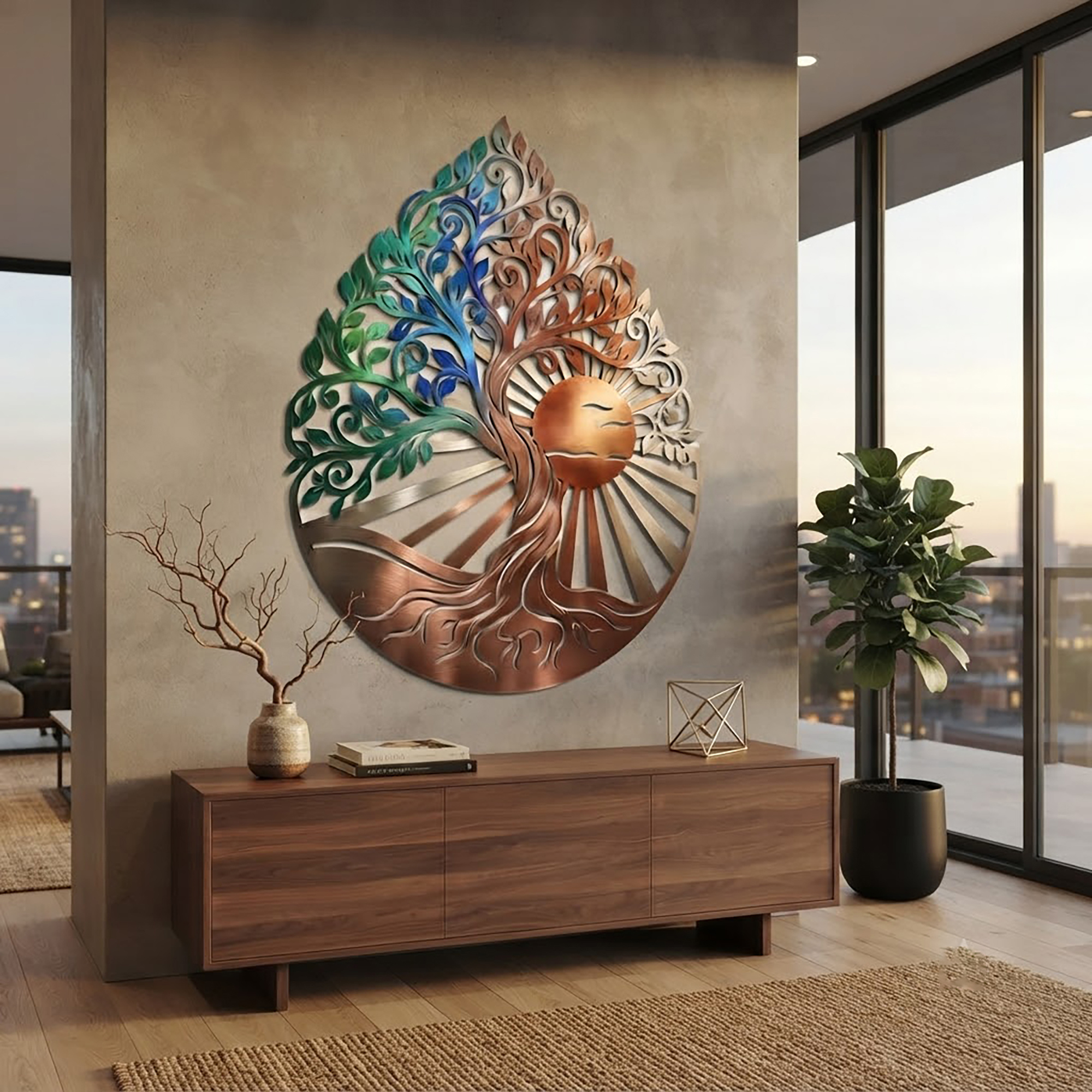 Sunrise Tree of Life Metal Wall Art - product view 2