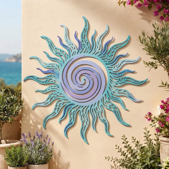 Coastal Spiral Sun Metal Wall Art
