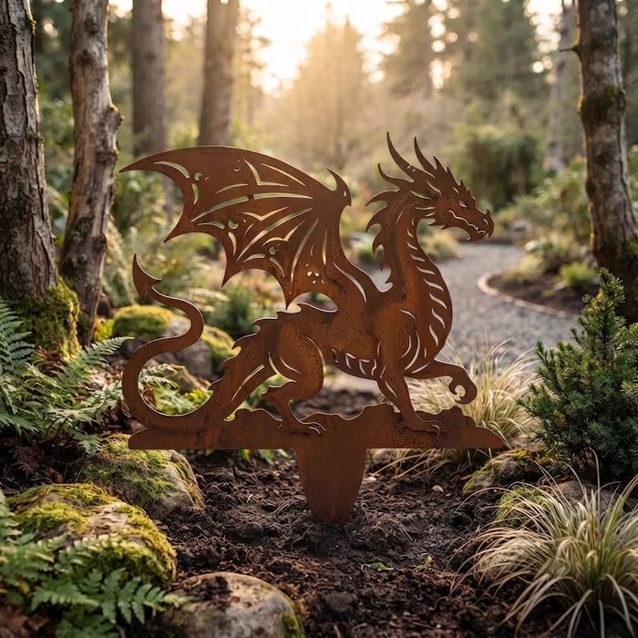 Winged Dragon Metal Garden Stake