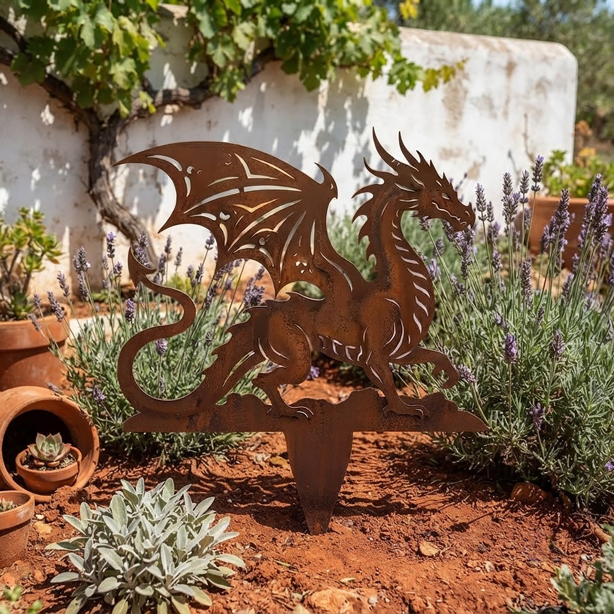 Winged Dragon Metal Garden Stake - product view 2