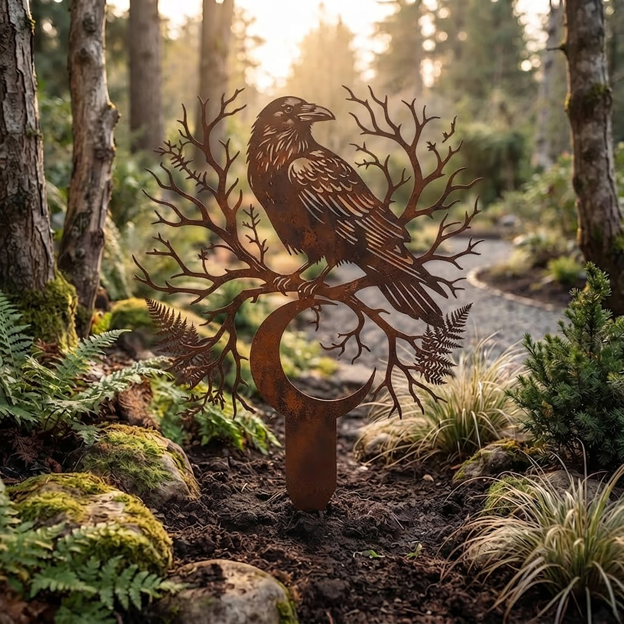 Raven Metal Garden Stake