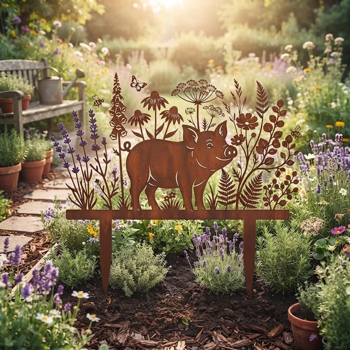 Pig Metal Garden Stake