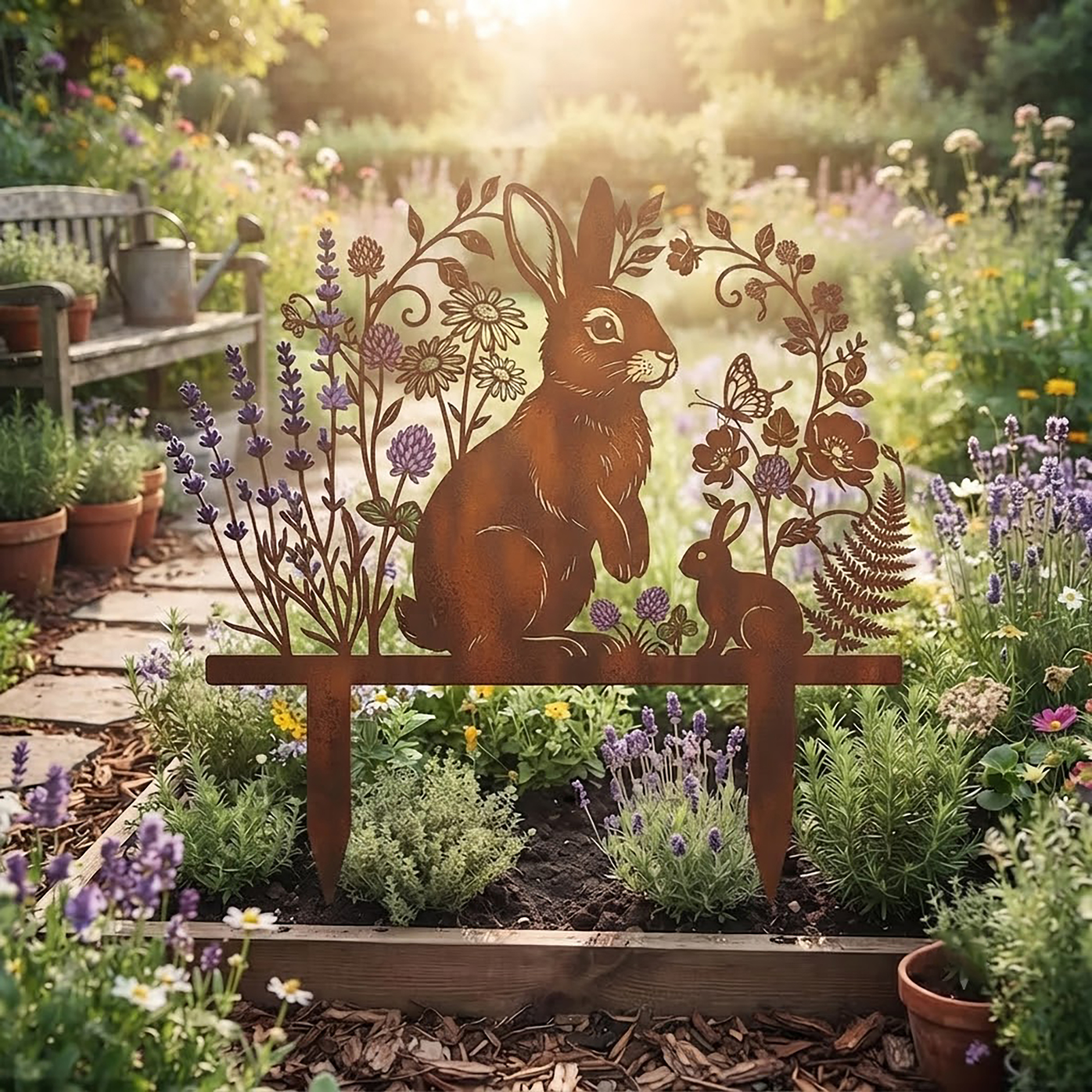 Rabbit Metal Garden Stake