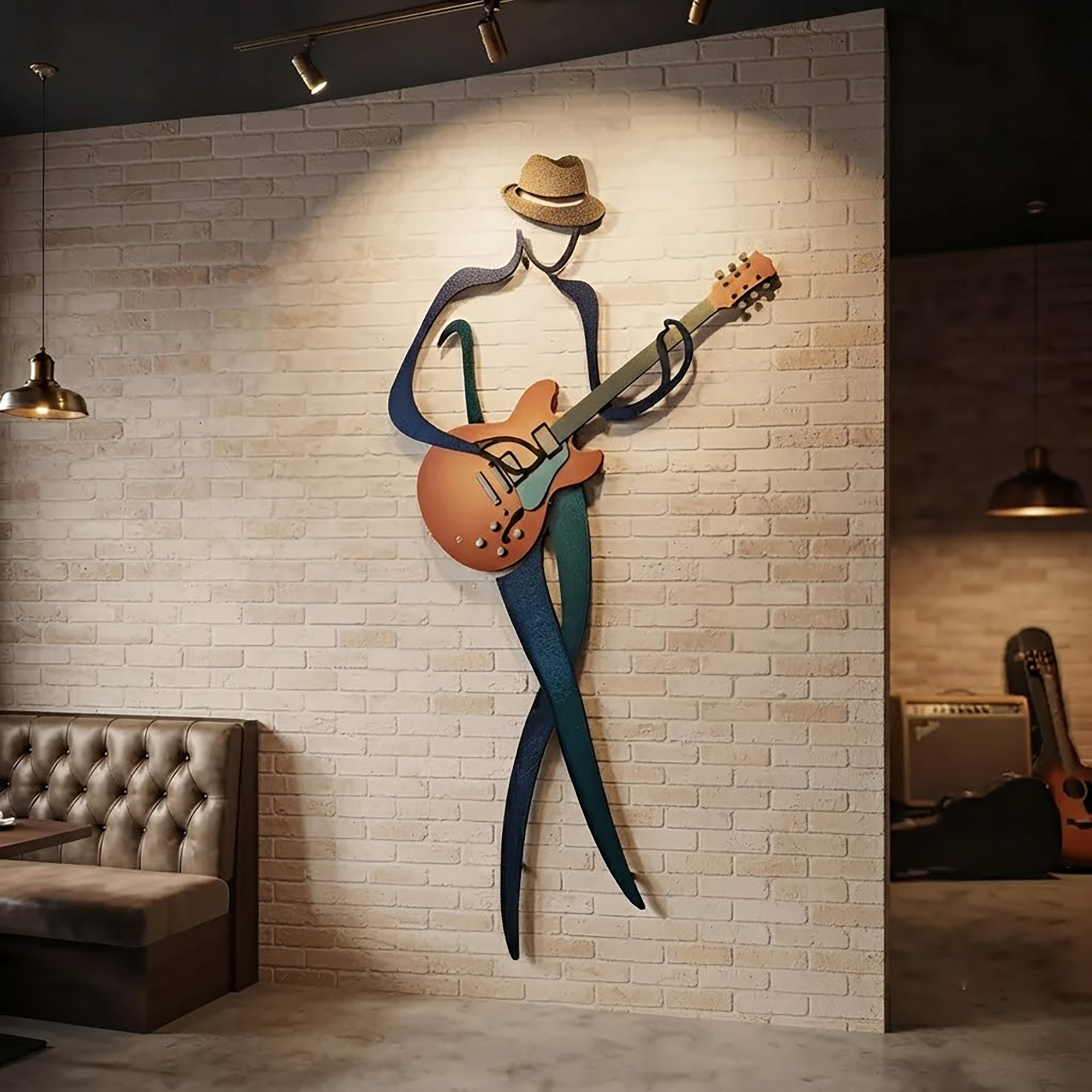 Guitar Player Metal Wall Art