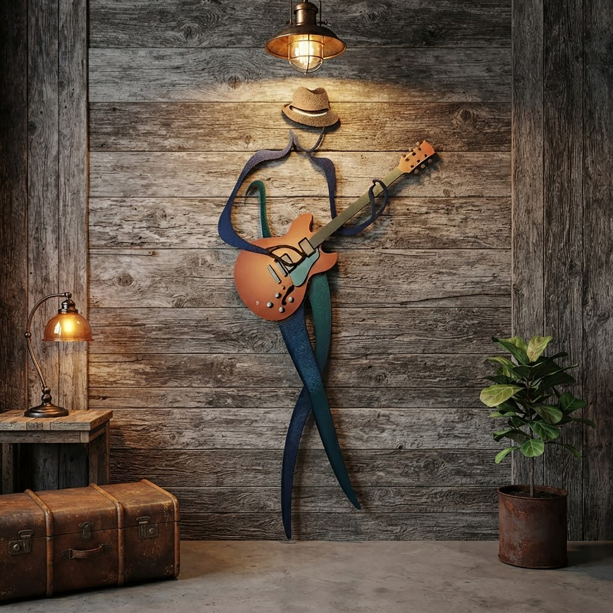 Guitar Player Metal Wall Art - product view 2