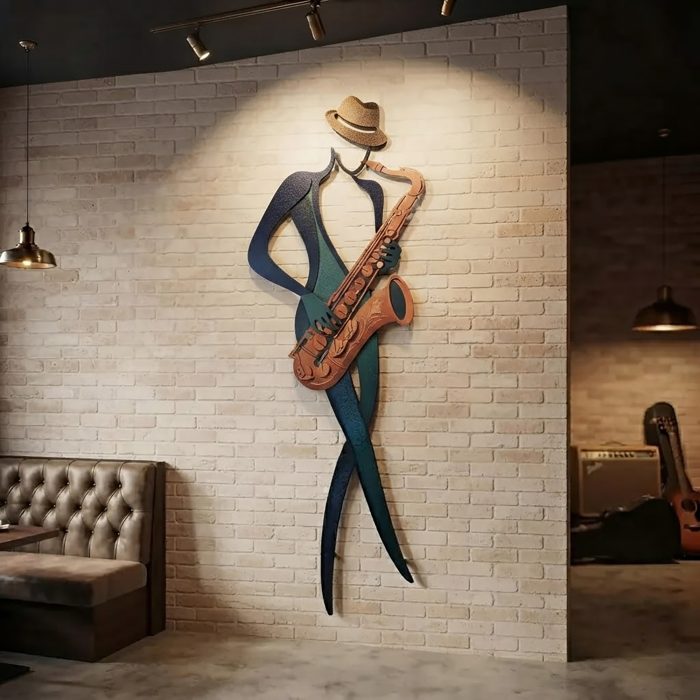 Saxophone Player Metal Wall Art