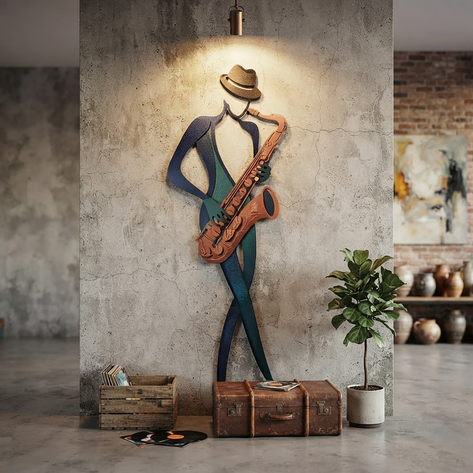Saxophone Player Metal Wall Art - product view 2