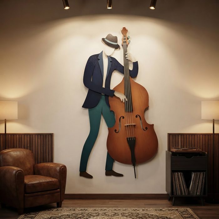 Double Bass Player Metal Wall Art