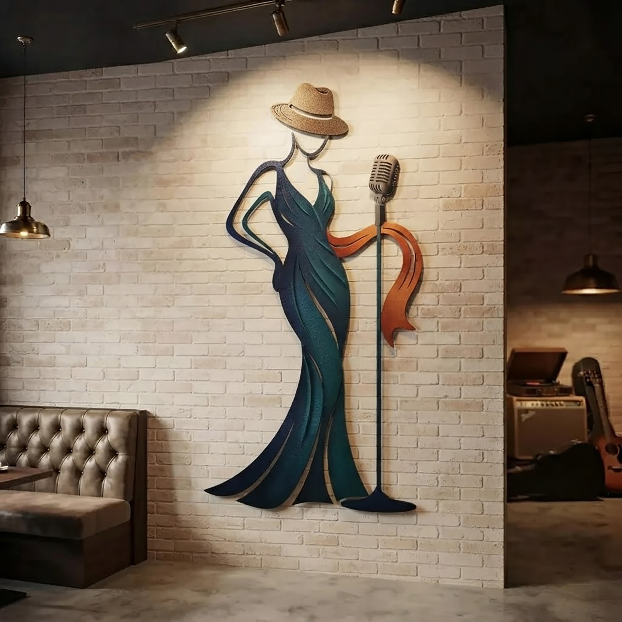 Female Jazz Singer Metal Wall Art