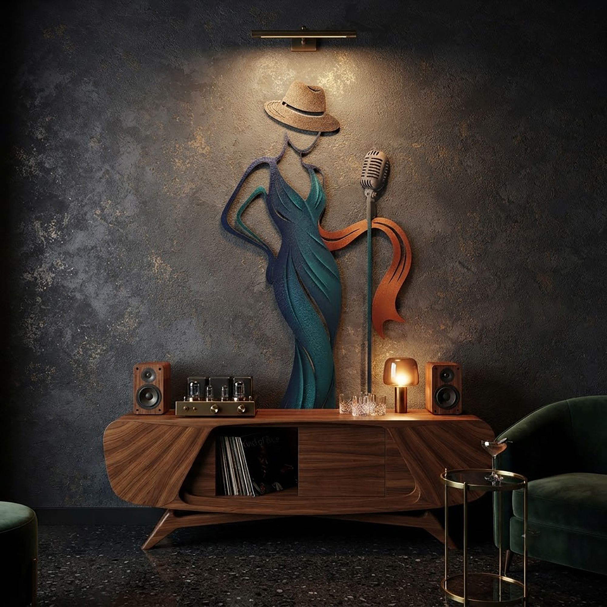 Female Jazz Singer Metal Wall Art - product view 2