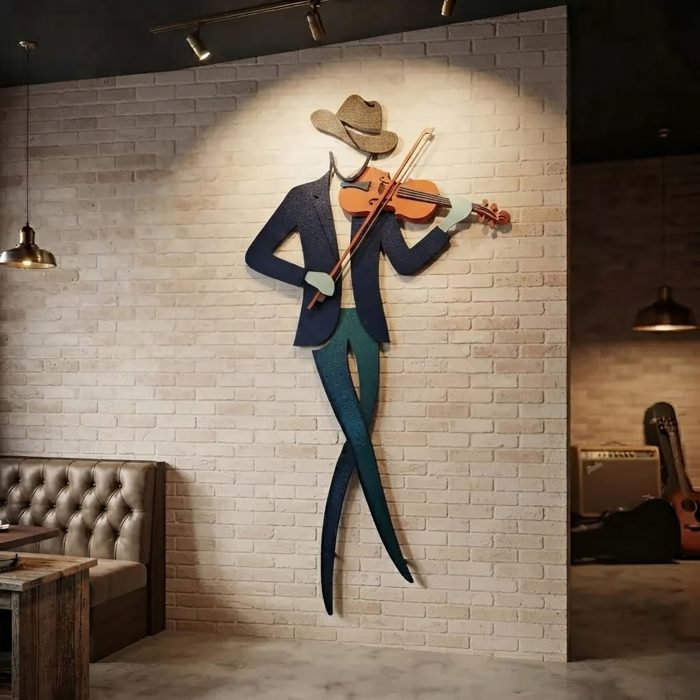 Violin Player Metal Wall Art