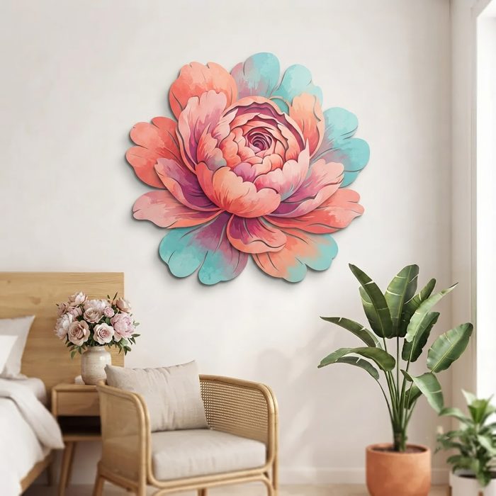 Colorful Peony Metal Wall Art