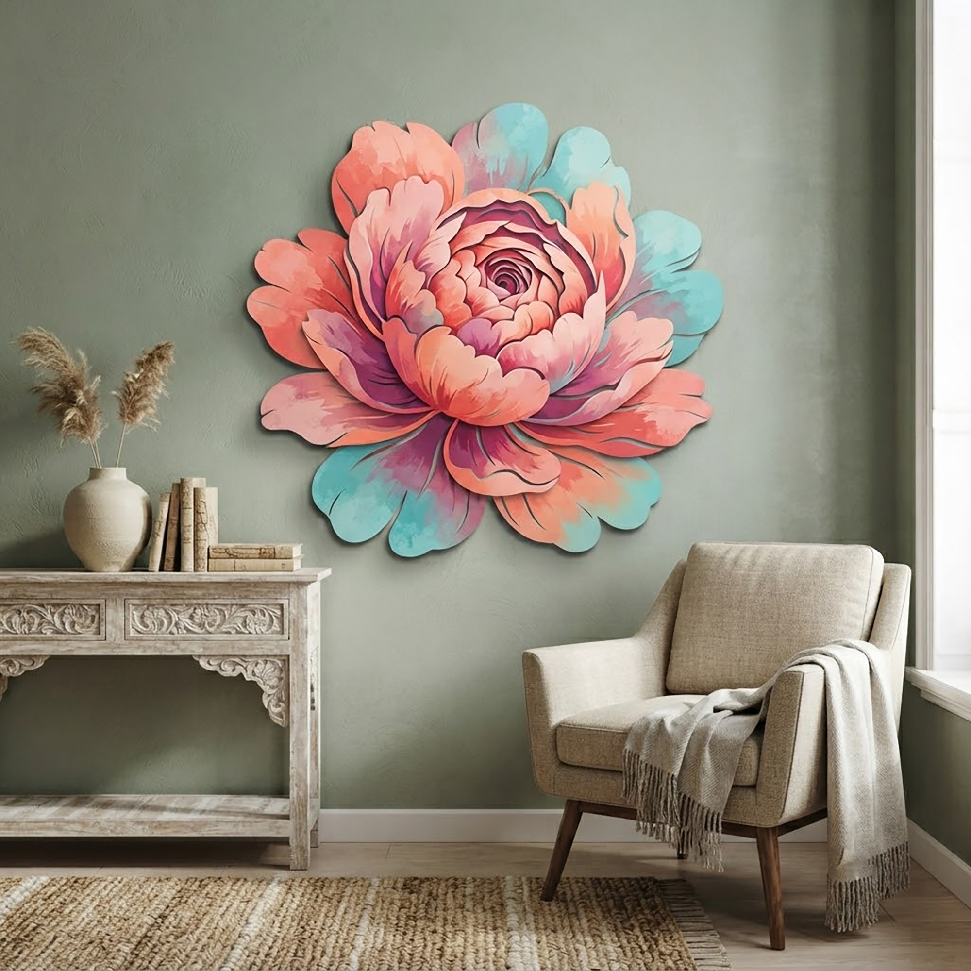 Colorful Peony Metal Wall Art - product view 2