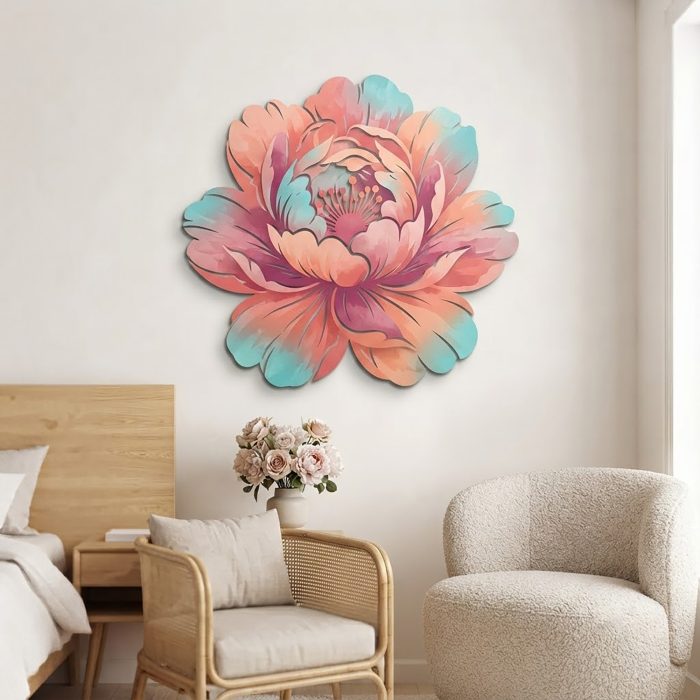Colorful Peony Metal Wall Art