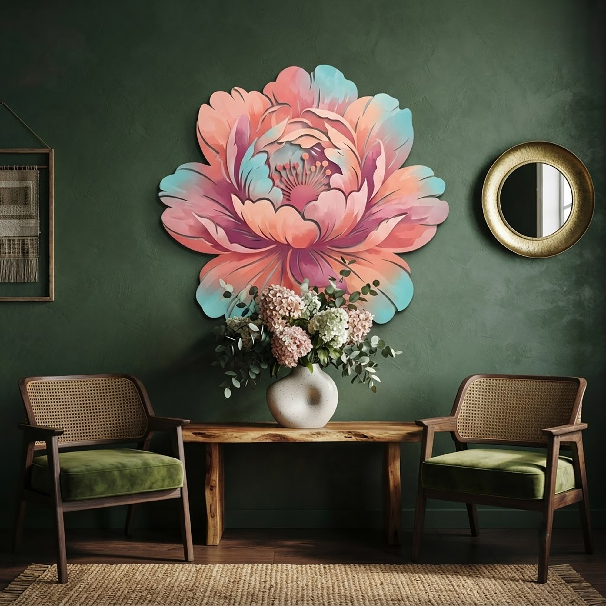 Colorful Peony Metal Wall Art - product view 2