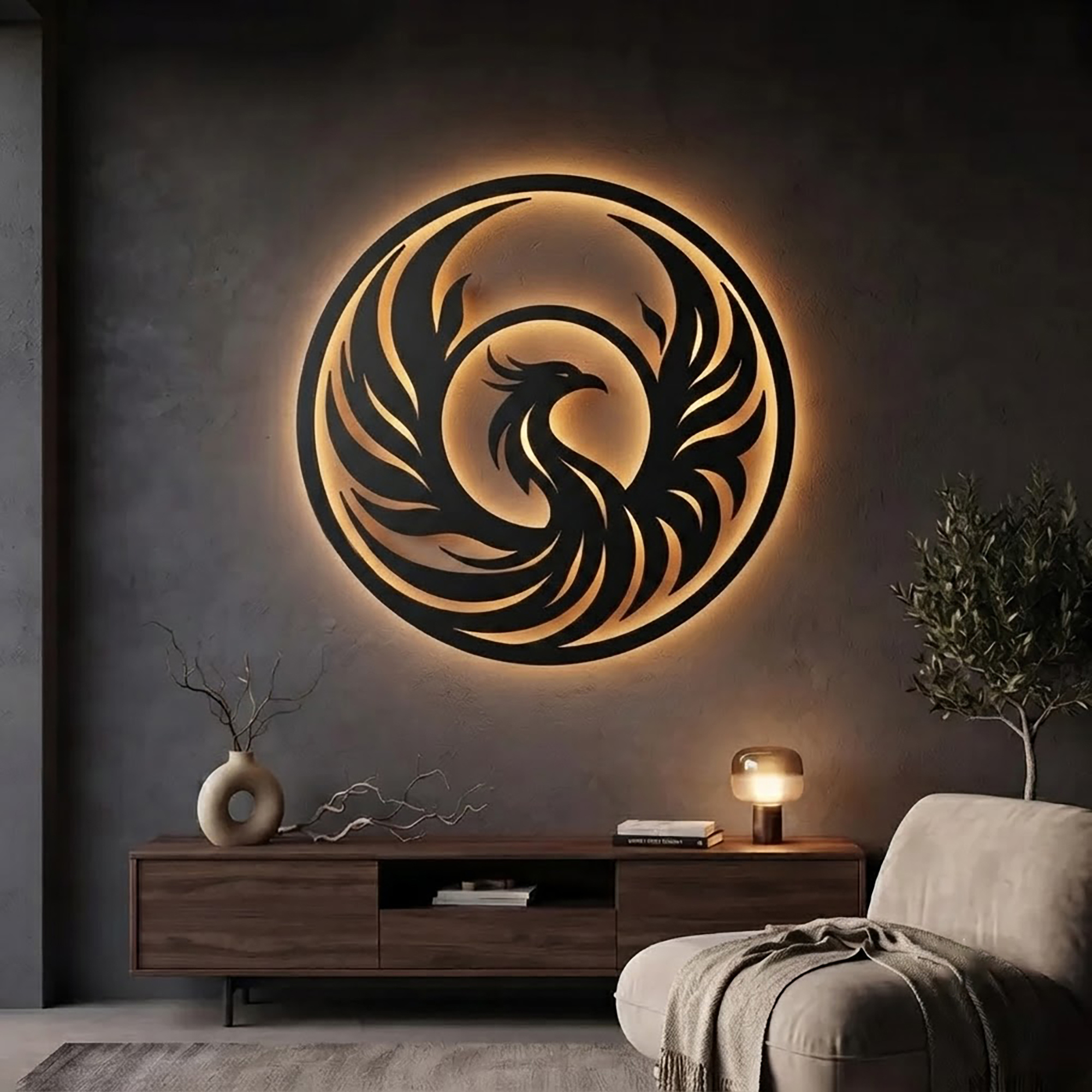 Phoenix LED Metal Wall Art